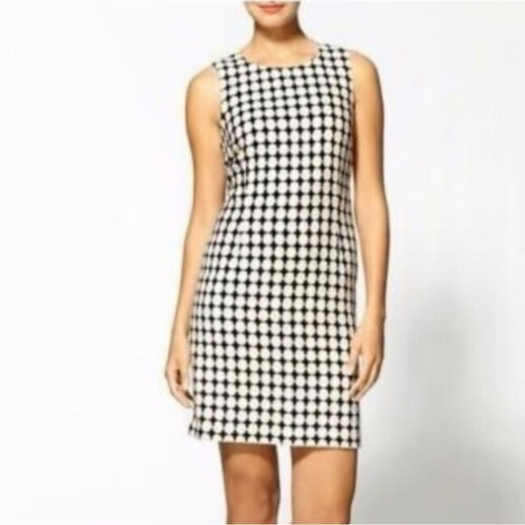 Pim + Larkin Womens Large Wool 60s Mod Geometric Sheath Sleeveless Shift Dress - Picture 1 of 12